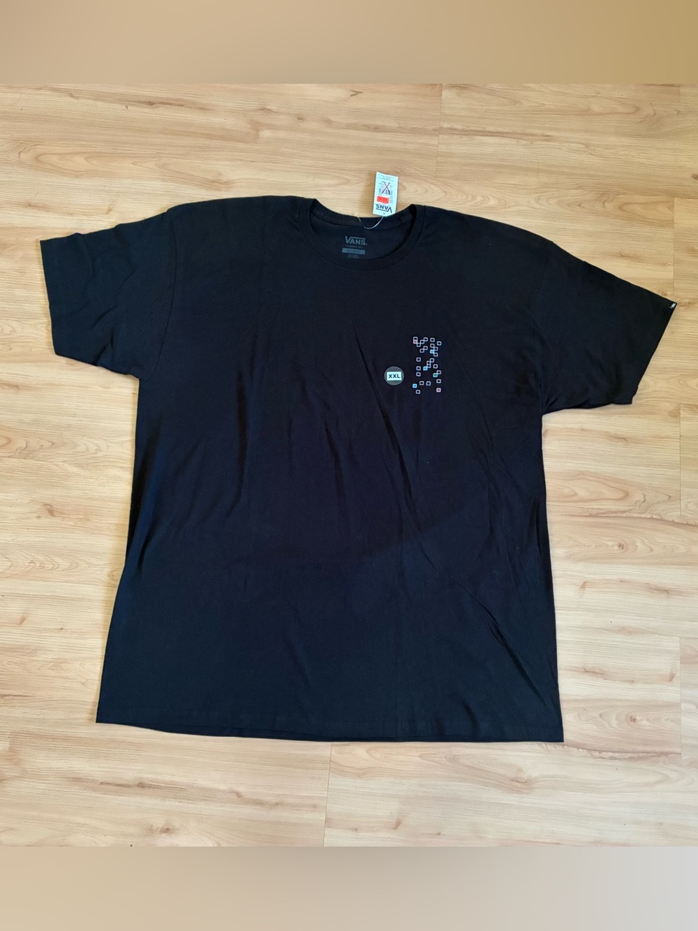 Vans Black Short Sleeve Tee with Small Pixel Chest Graphic MEN XXL